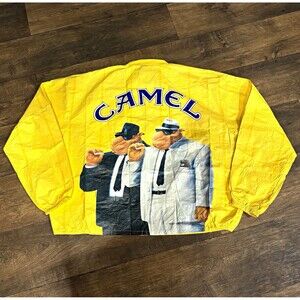Vintage Camel Cigarettes Joe Camel Yellow Tyvek Windbreaker Jacket XL 44-46
